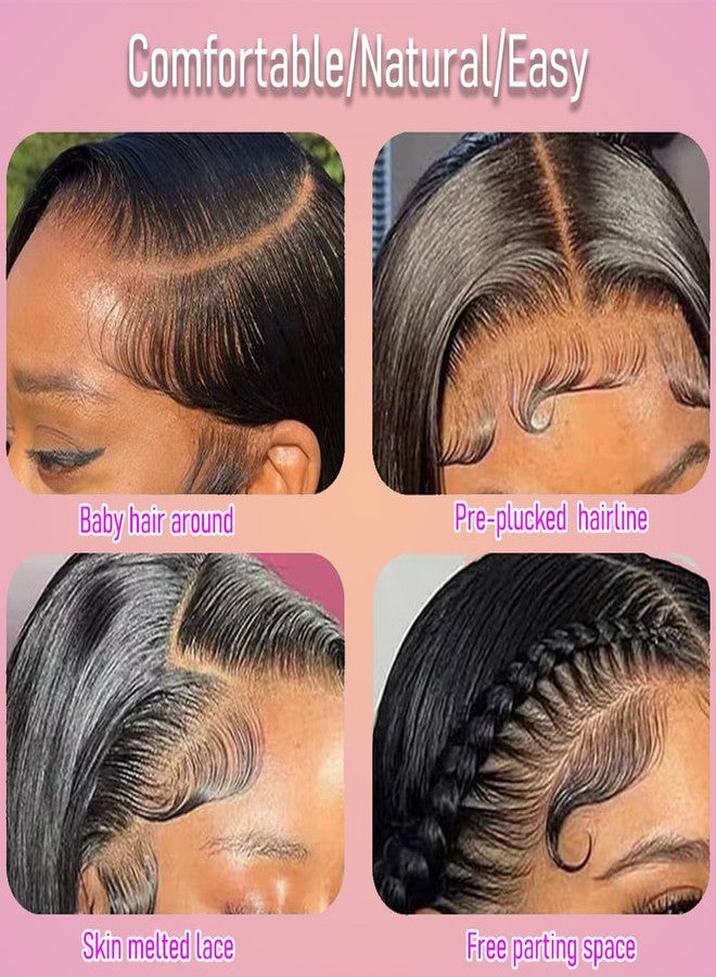 CHEEON 13x4 Transparent HD Lace Frontal 14 Inch Brazilian Deep Wave Lace Frontal Closure Human Hair 100% Unprocessed Virgin Human Hair Frontals Pre Plucked with Baby Hair 150% Density Natural Black - Image 4